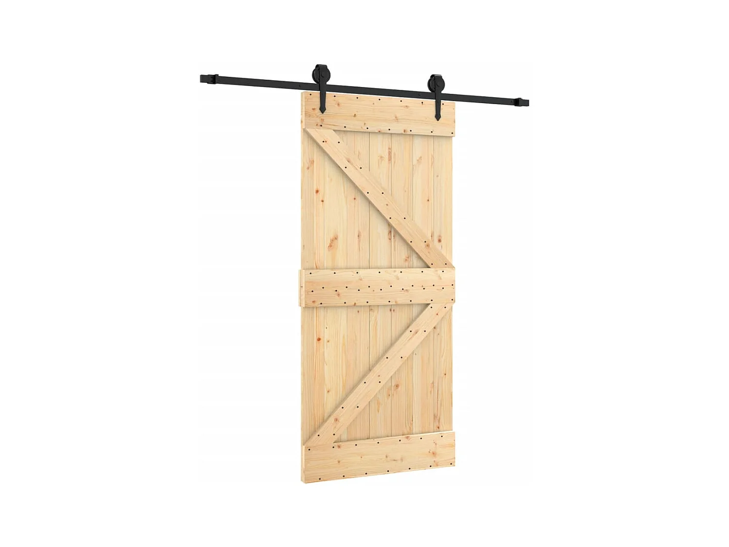 Porte coulissante et kit de quincaillerie 95x210 cm pin massif