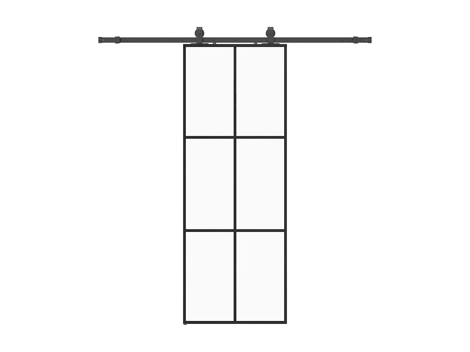 Porte coulissante kit de quincaillerie noir 76x205 cm verre ESG