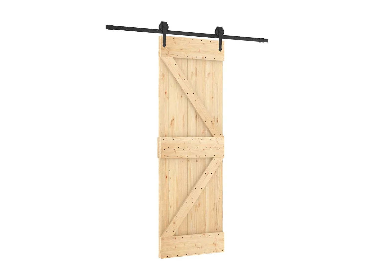 Porte coulissante et kit de quincaillerie 70x210 cm pin massif