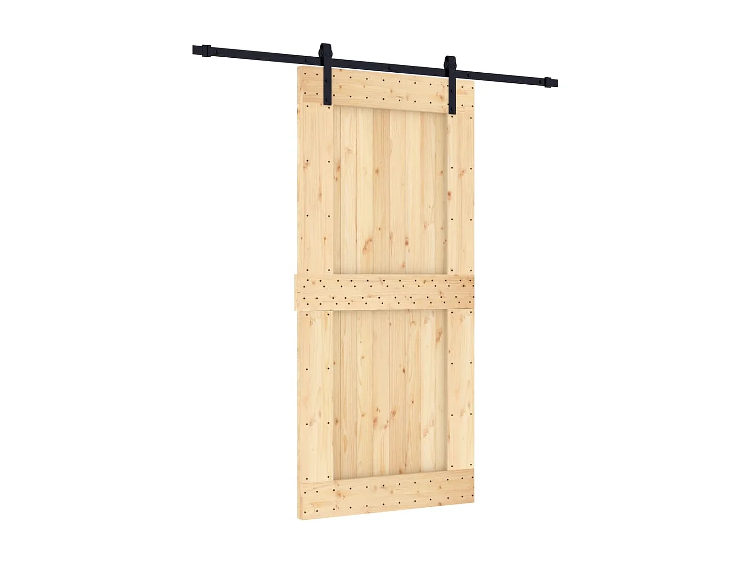 Porte coulissante et kit de quincaillerie 95x210 cm pin massif