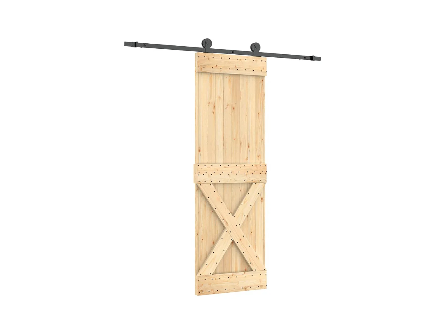 Porte coulissante et kit de quincaillerie 70x210 cm pin massif
