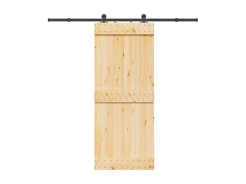 Porte coulissante et kit de quincaillerie 85x210 cm pin massif