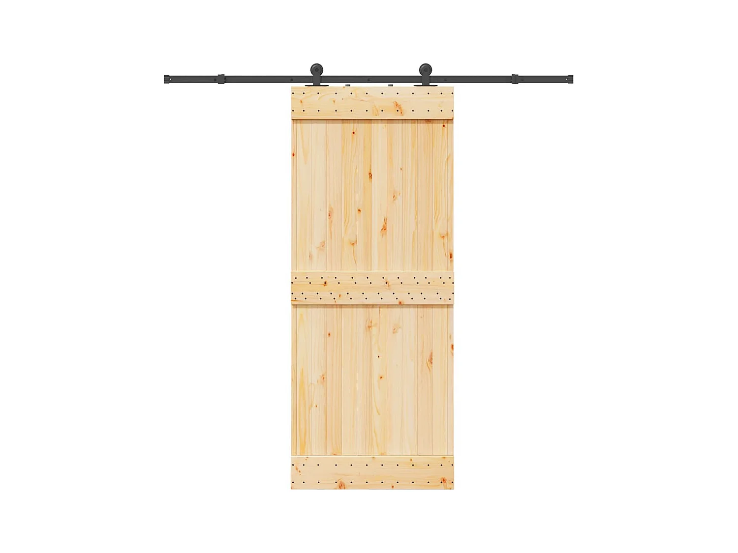 Porte coulissante et kit de quincaillerie 85x210 cm pin massif