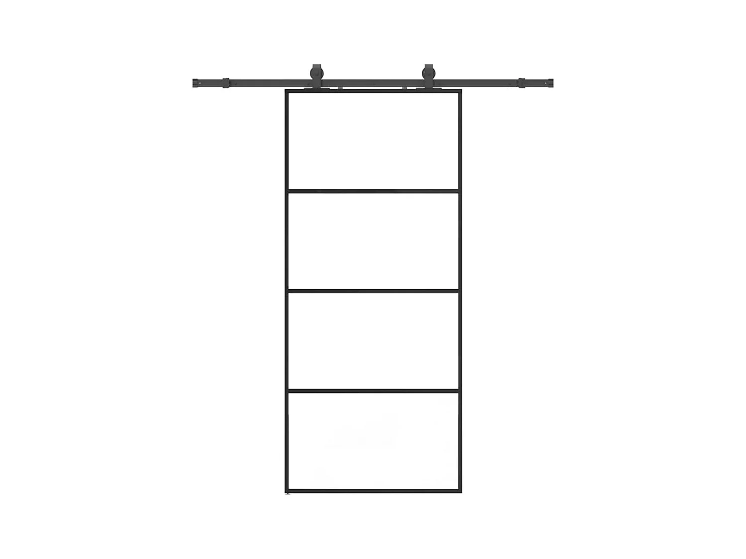 Porte coulissante kit de quincaillerie noir 90x205 cm verre ESG