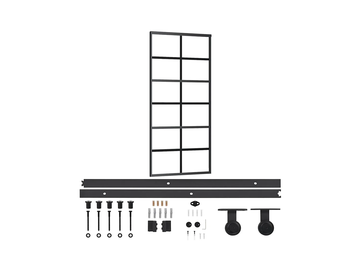 Porte coulissante et quincaillerie Verre et Aluminium 90x205 cm