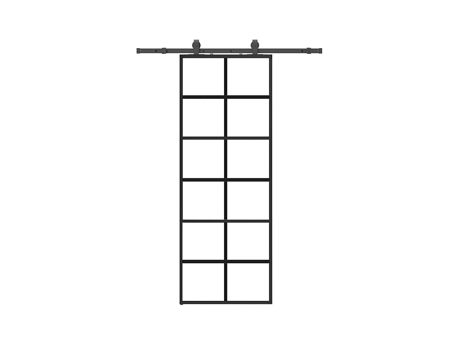 Porte coulissante kit de quincaillerie noir 76x205 cm verre ESG