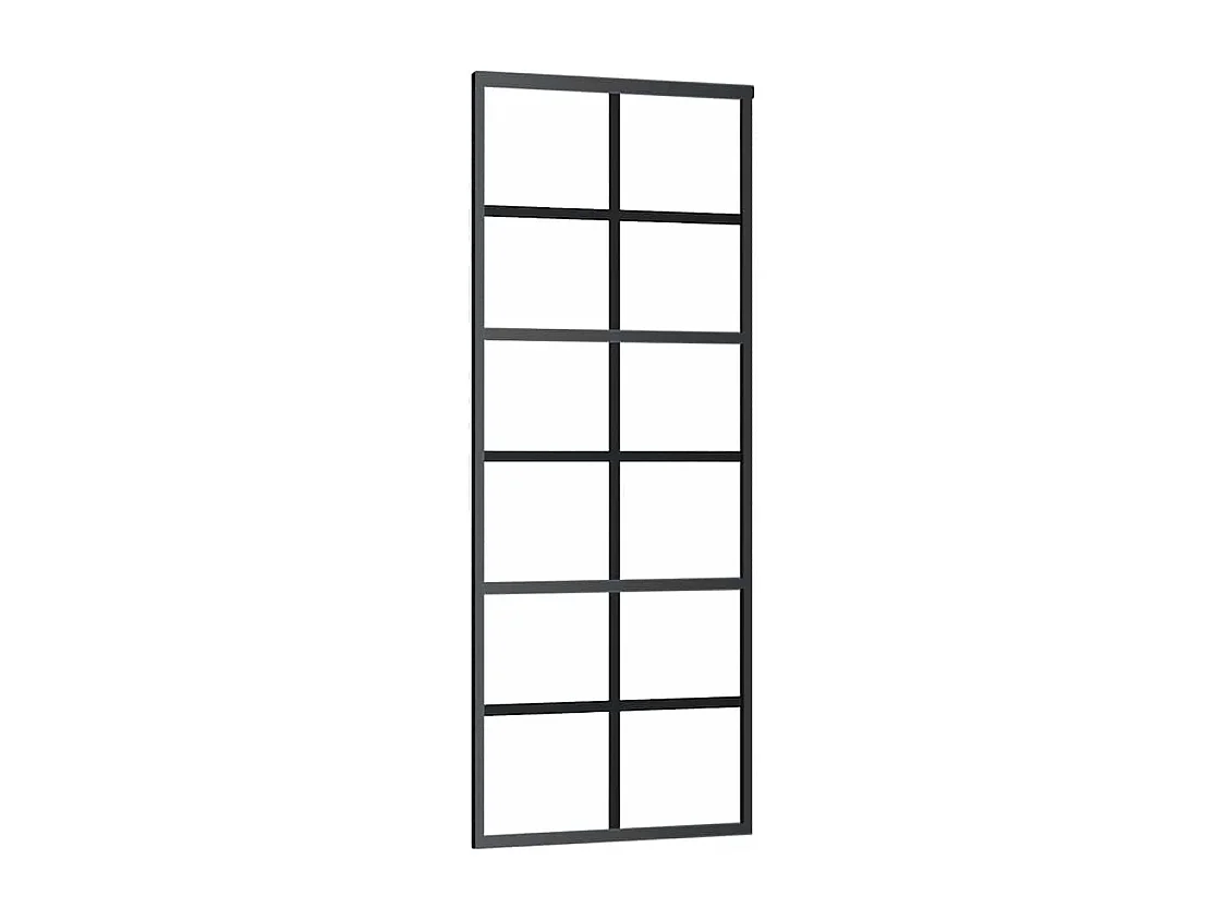 Schuifdeurbeslagset zwart 76x205 cm ESG-glas