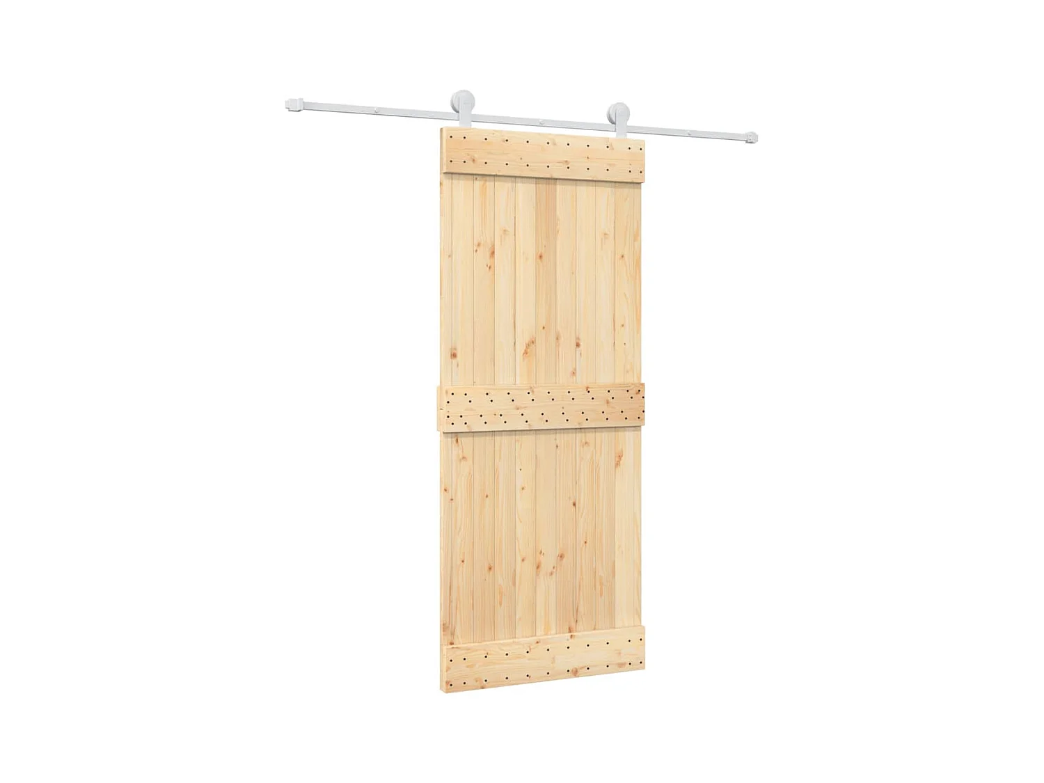 Porte coulissante et kit de quincaillerie 85x210 cm pin massif
