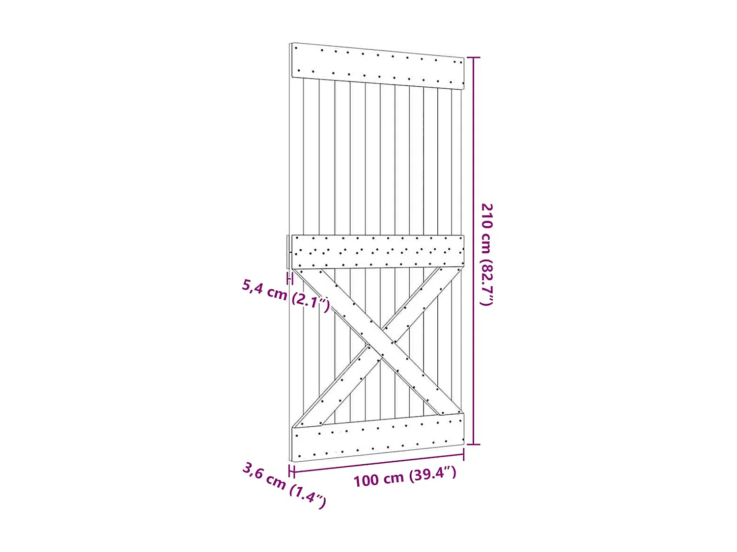 Porte NARVIK 100x210 cm bois massif de pin