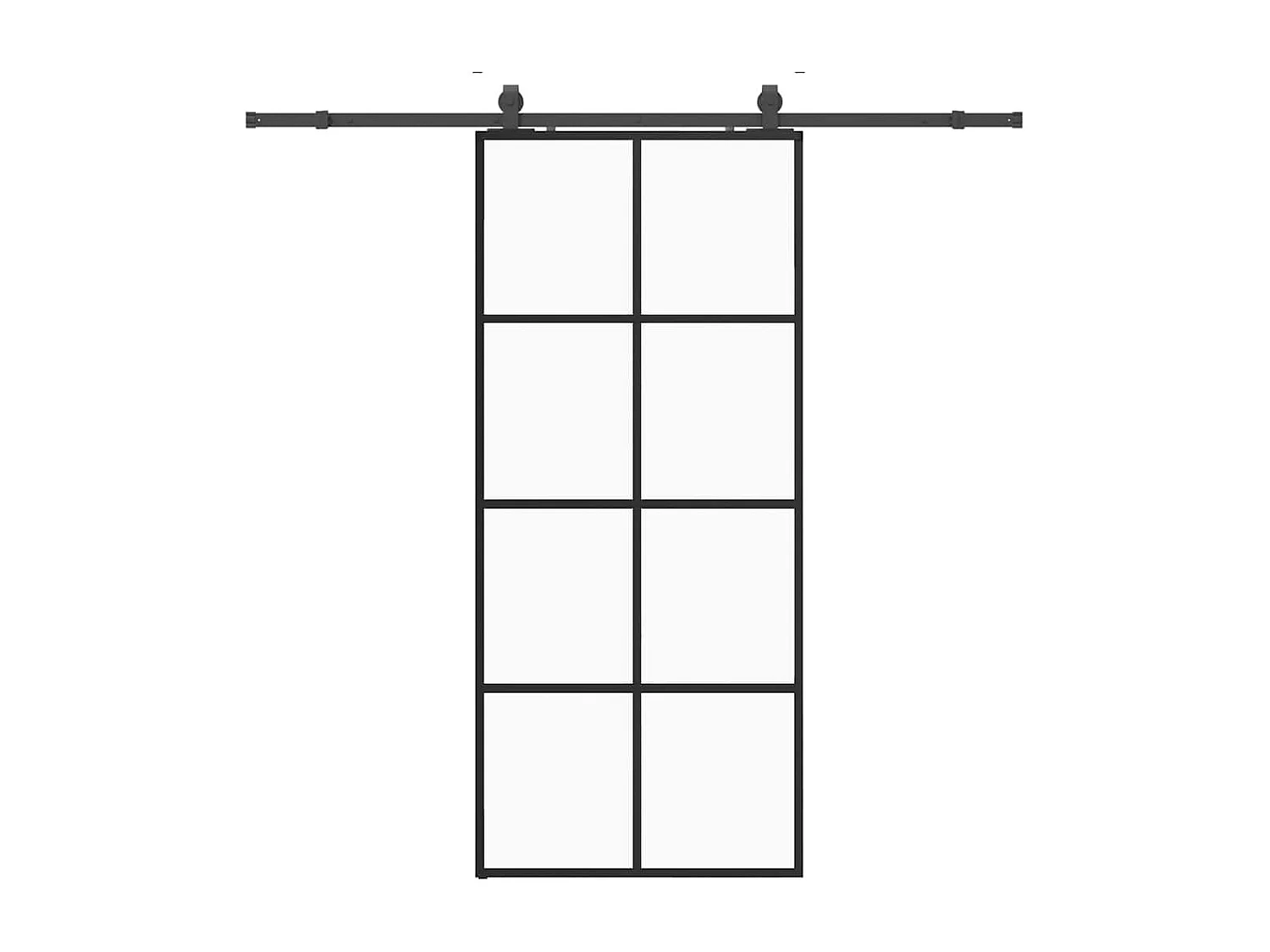 Porte coulissante kit de quincaillerie noir 90x205 cm verre ESG