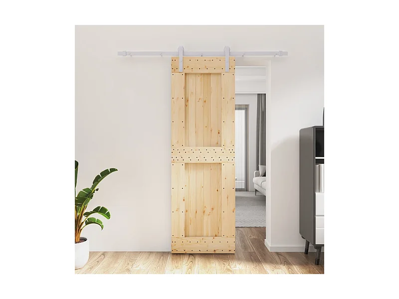 Porte coulissante et kit de quincaillerie 70x210 cm pin massif
