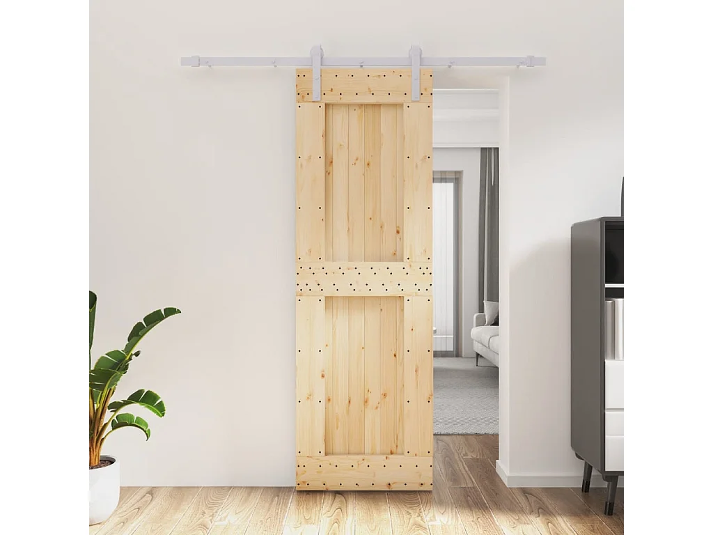 Porte coulissante et kit de quincaillerie 70x210 cm pin massif