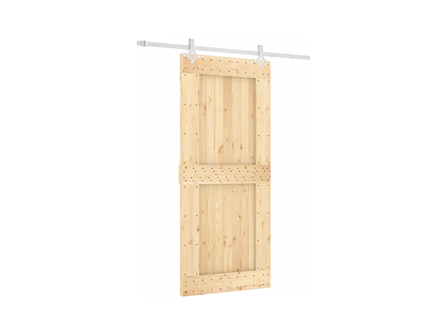 Schuifdeur en beslagset 90x210 cm massief grenen