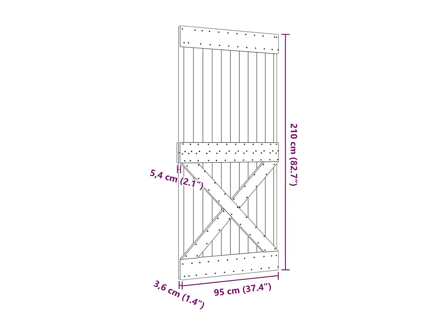 Porte NARVIK 95x210 cm bois massif de pin