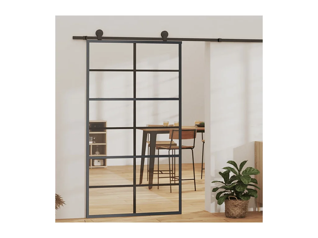 Schiebetür und Beschläge Glas und Aluminium 102x205cm