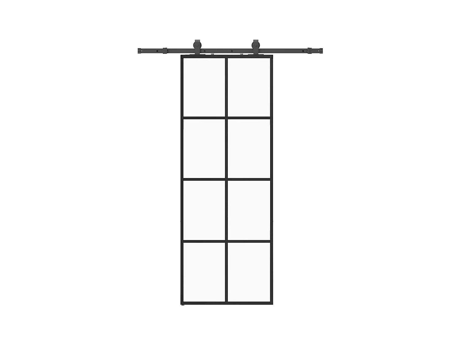 Porte coulissante kit de quincaillerie noir 76x205 cm verre ESG