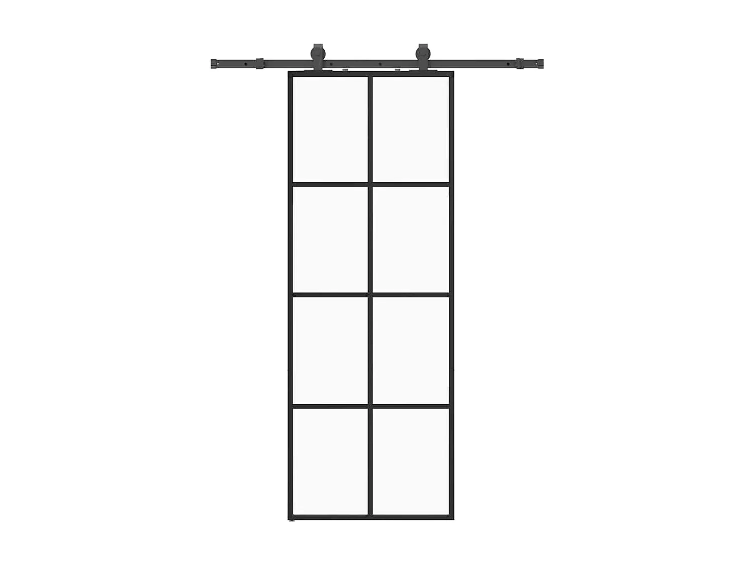 Schuifdeurbeslagset zwart 76x205 cm ESG-glas