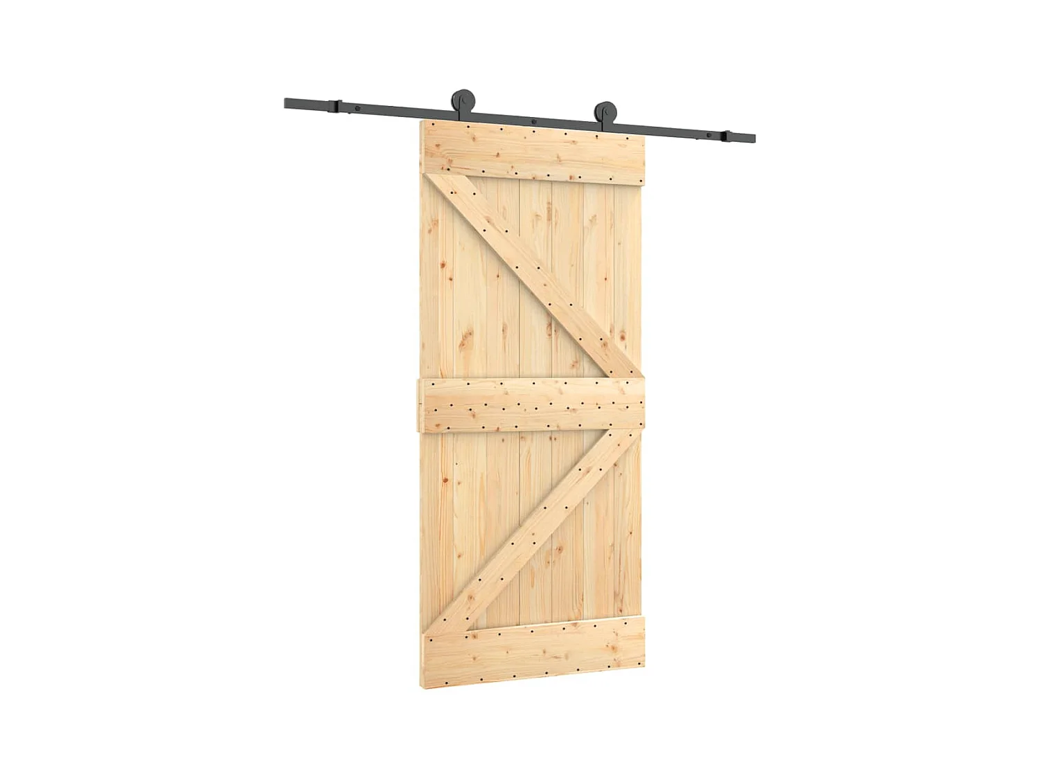 Porte coulissante et kit de quincaillerie 95x210 cm pin massif