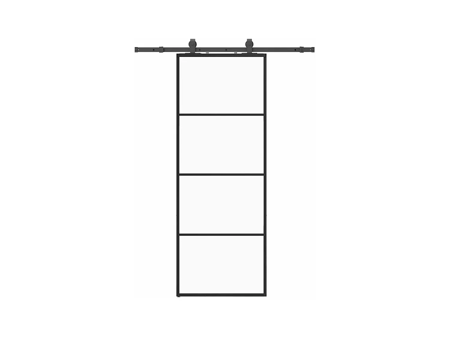 Porte coulissante kit de quincaillerie noir 76x205 cm verre ESG