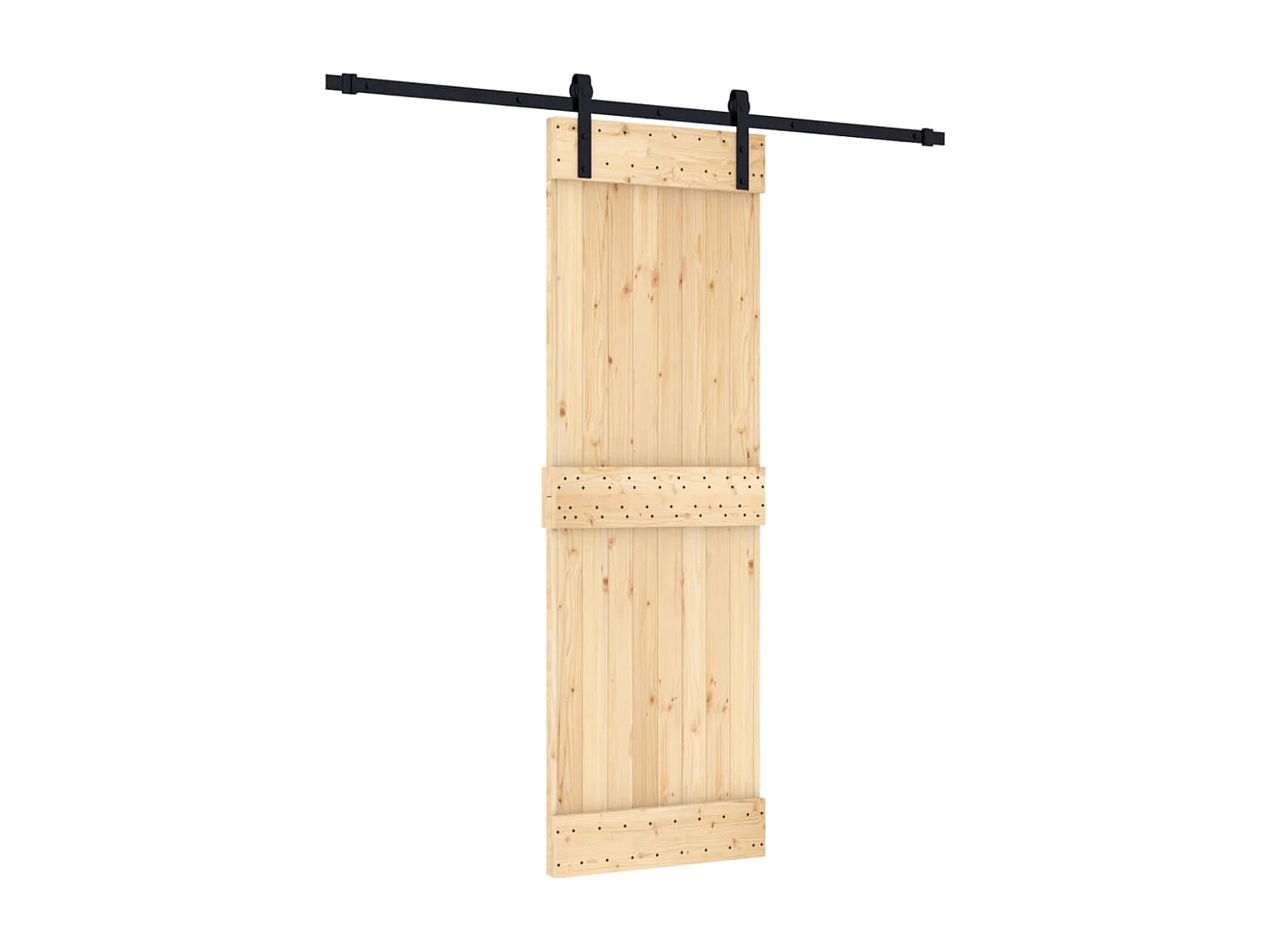 Kit porta scorrevole e ferramenta 70x210 cm in pino massello