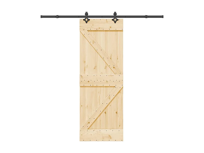 Porte coulissante et kit de quincaillerie 70x210 cm pin massif