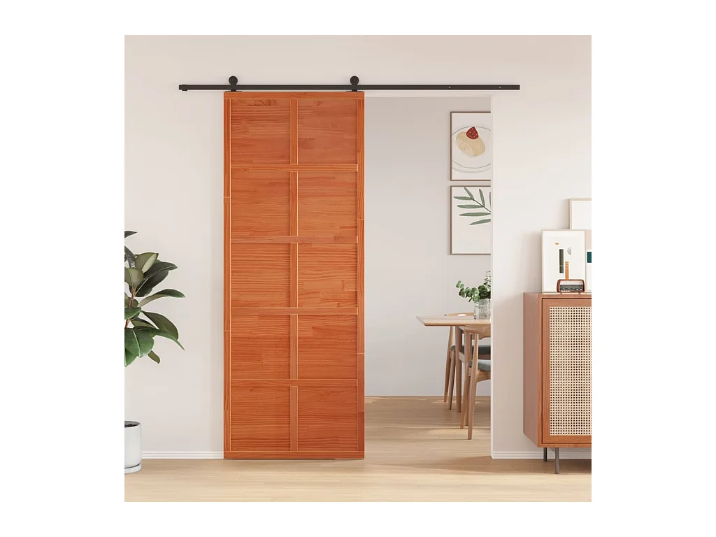 Bruine was schuurdeur 80x208 cm massief grenenhout