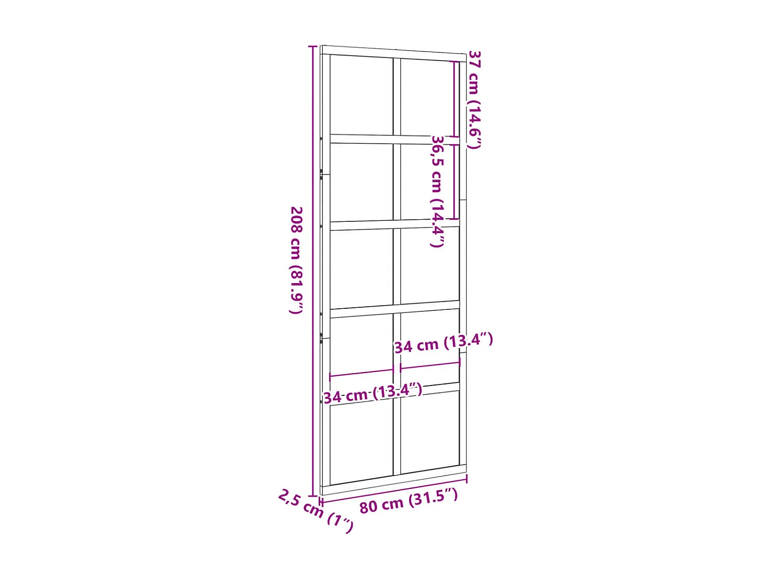 Bruine was schuurdeur 80x208 cm massief grenenhout