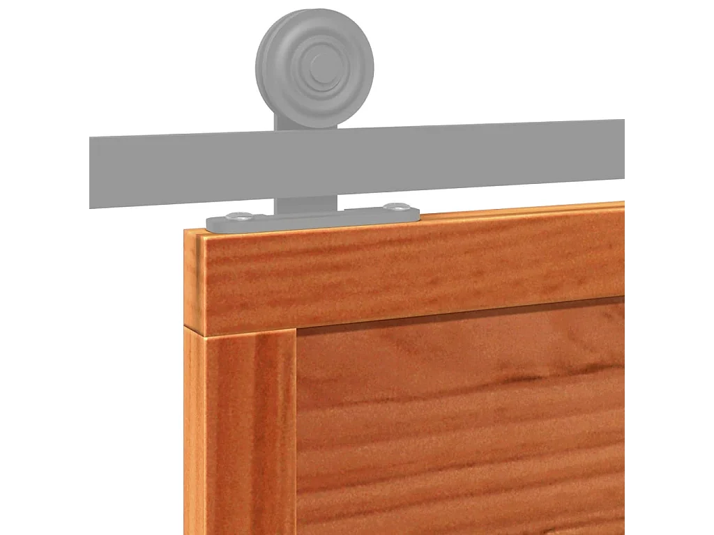 Porte de grange marron cire 80x208 cm bois massif de pin