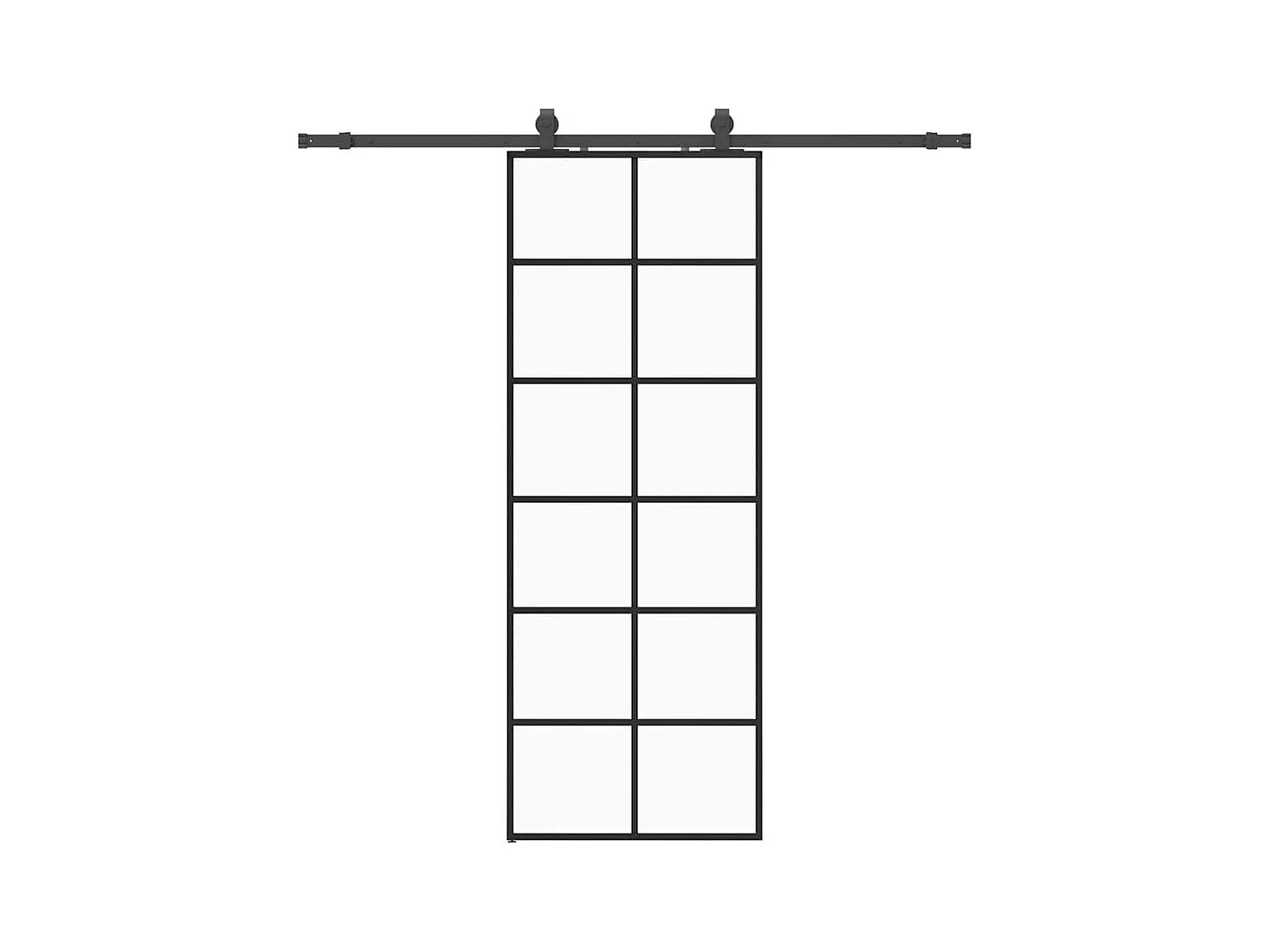 Schuifdeurbeslagset zwart 76x205 cm ESG-glas