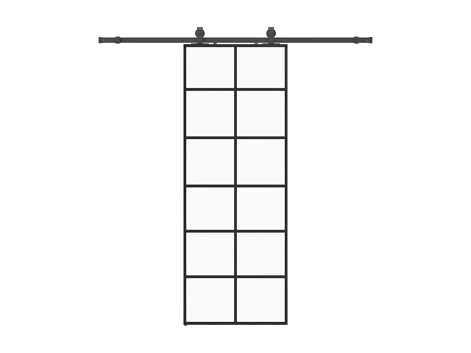 Schuifdeurbeslagset zwart 76x205 cm ESG-glas