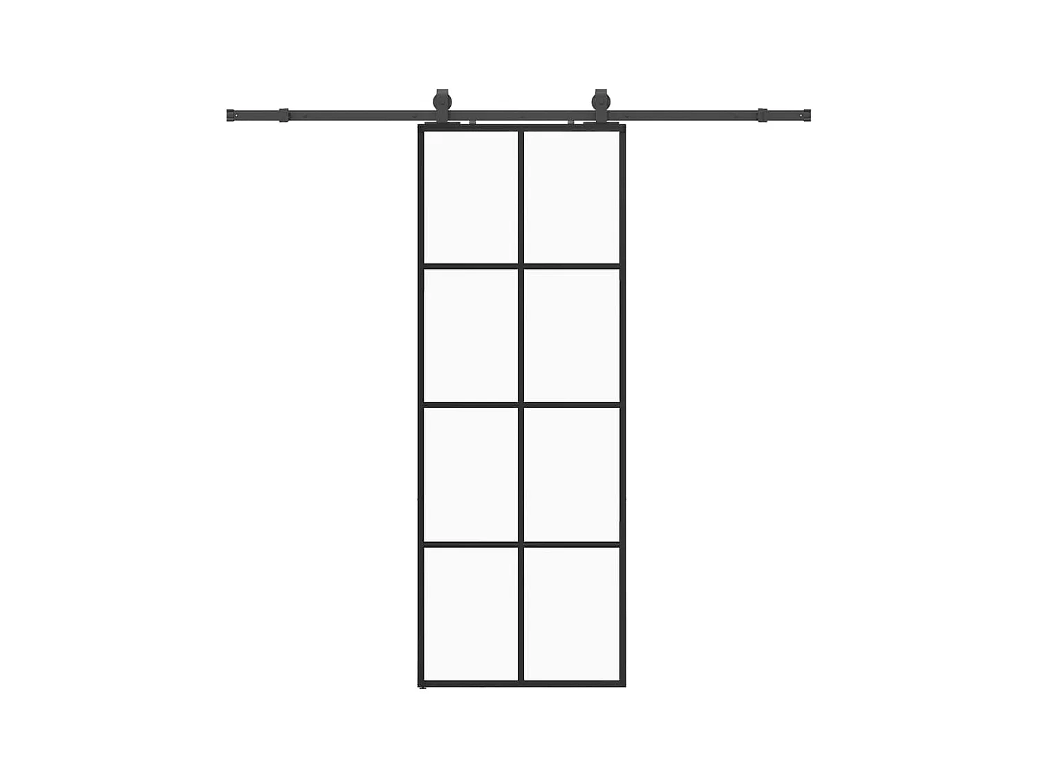 Porte coulissante kit de quincaillerie noir 76x205 cm verre ESG