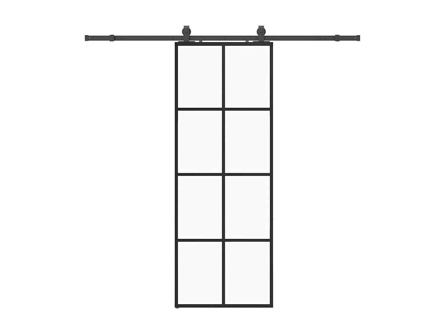 Porte coulissante kit de quincaillerie noir 76x205 cm verre ESG