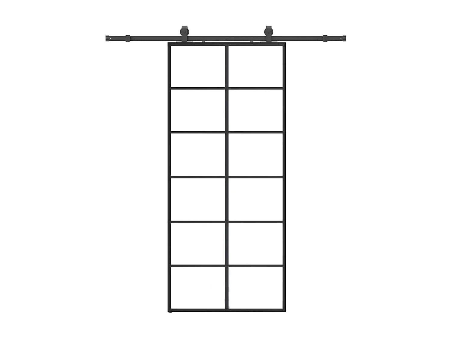 Porte coulissante kit de quincaillerie noir 90x205 cm verre ESG