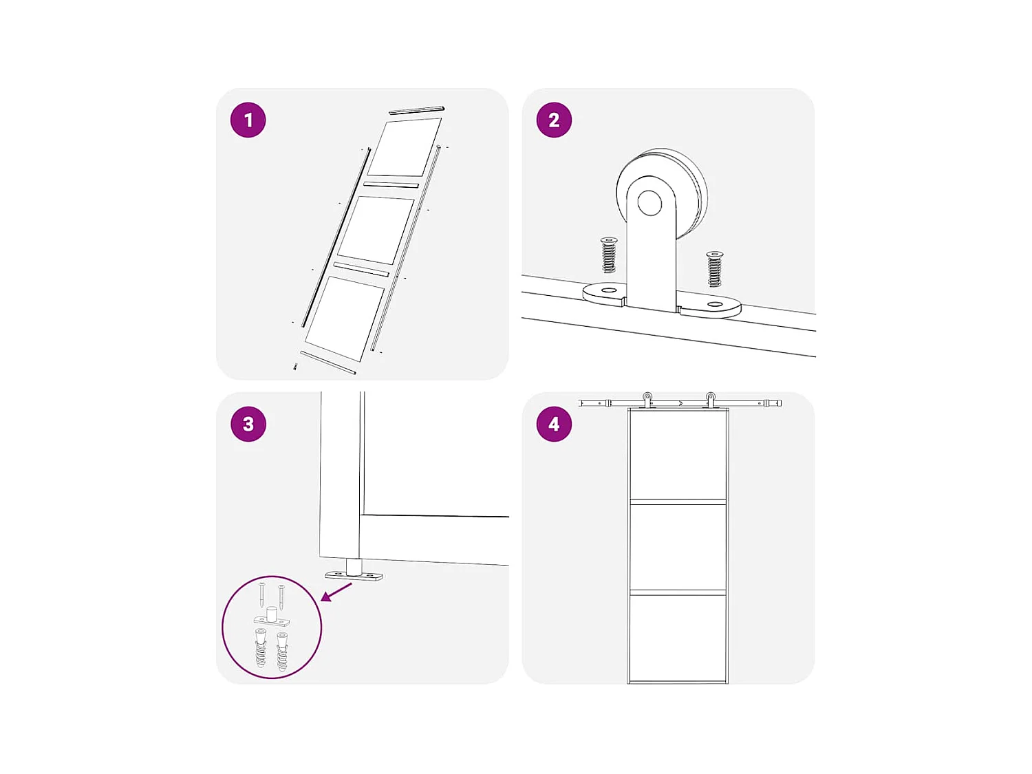 Puerta corredera 3 paneles ESG vidrio y aluminio 76x205 cm Negro