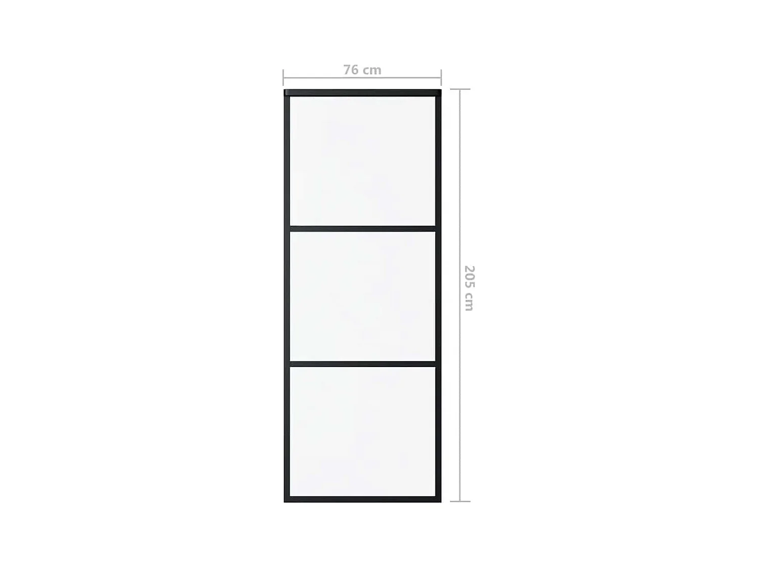 Puerta corredera 3 paneles ESG vidrio y aluminio 76x205 cm Negro