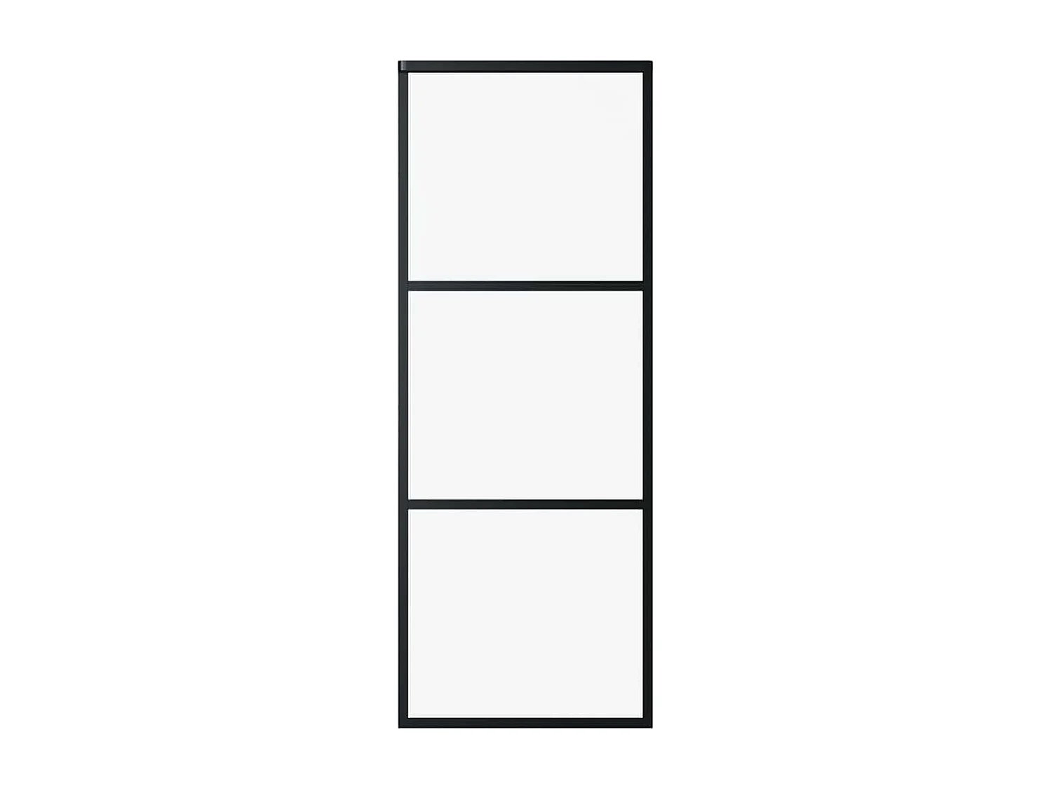 Porte coulissante 3 panneaux Verre ESG et aluminium 76x205 cm Noir