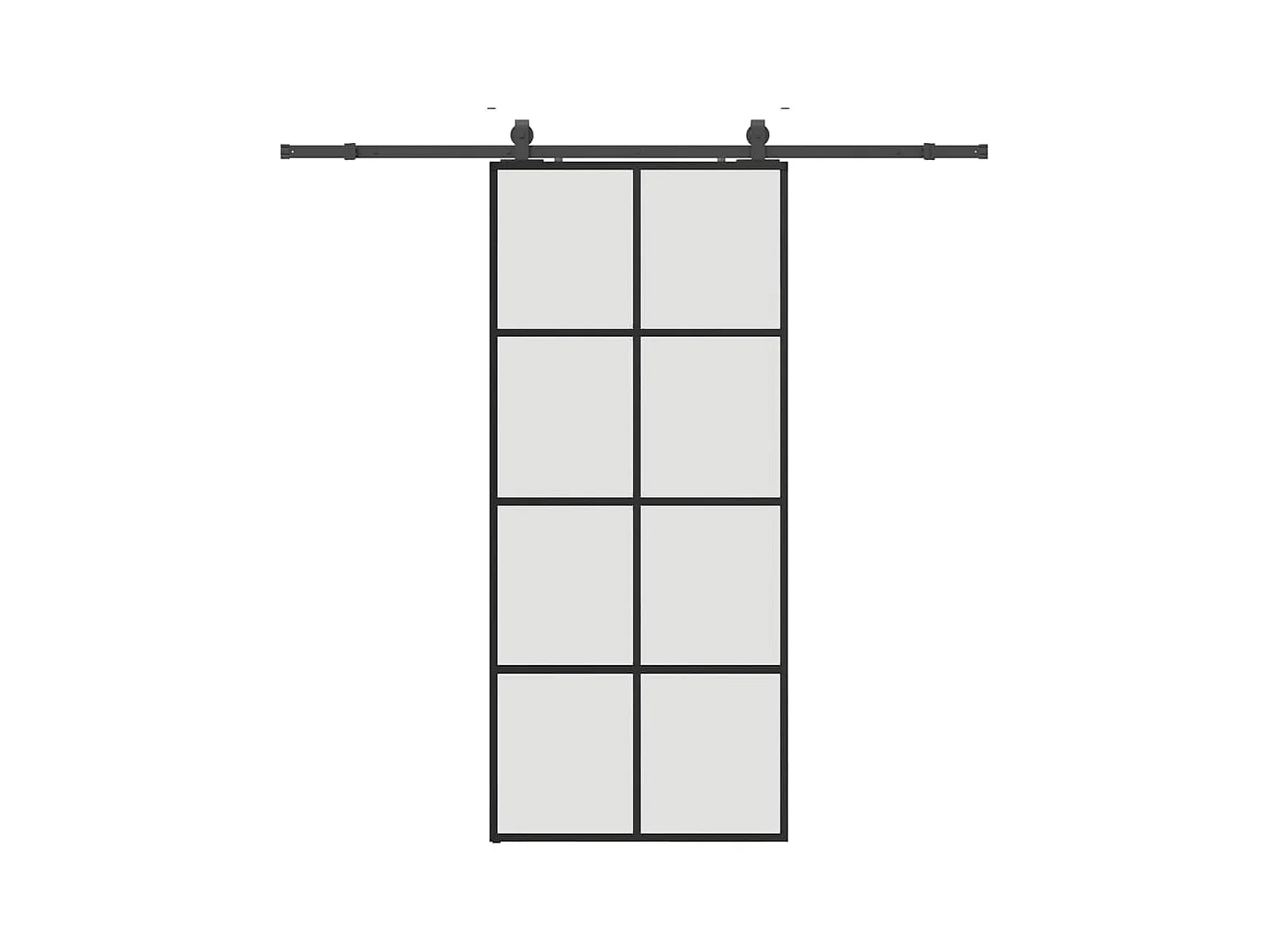 Porte coulissante kit de quincaillerie noir 90x205 cm verre ESG