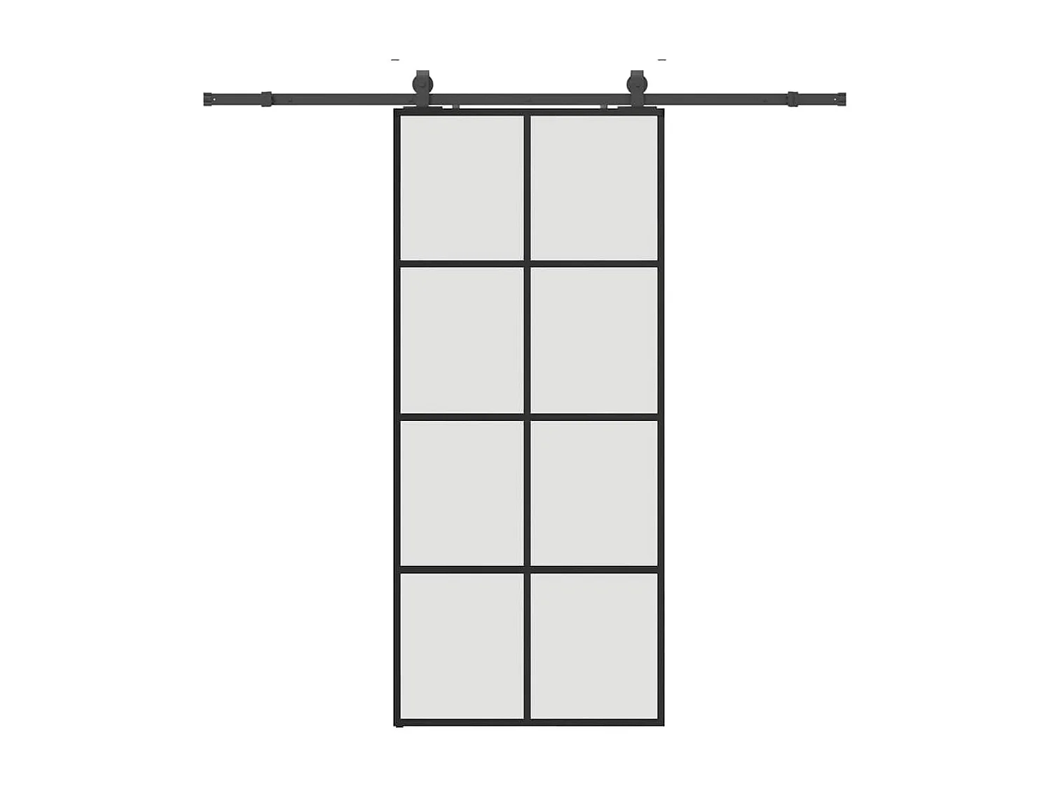 Porte coulissante kit de quincaillerie noir 90x205 cm verre ESG