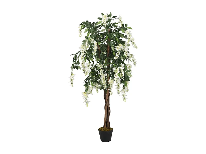 Glycine artificielle 840 feuilles 150 cm vert et blanc