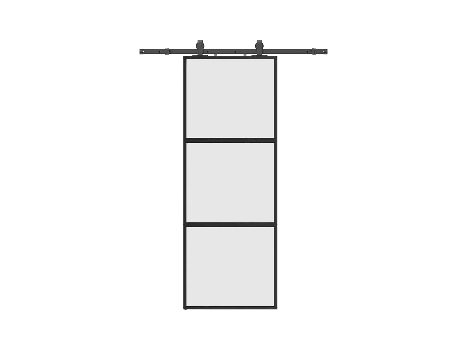 Porte coulissante kit quincaillerie noir 76x205 cm verre trempé