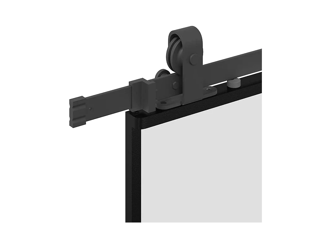 Porte coulissante kit quincaillerie noir 76x205 cm verre trempé