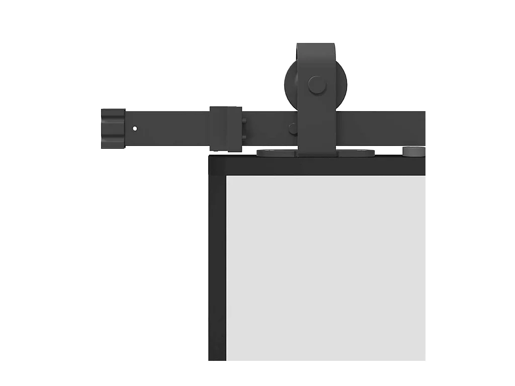 Porte coulissante kit quincaillerie noir 76x205 cm verre trempé