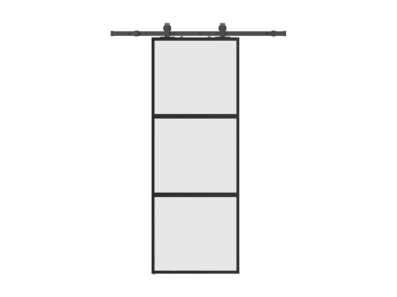 Porte coulissante kit quincaillerie noir 76x205 cm verre trempé