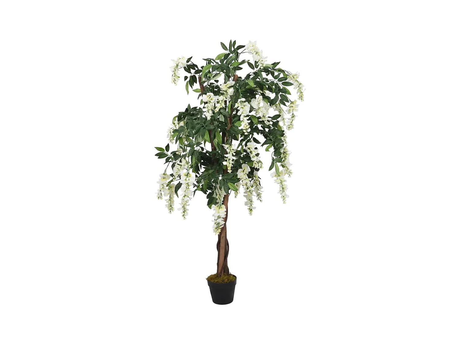 Glicine artificiale 840 foglie 120 cm verde e bianco