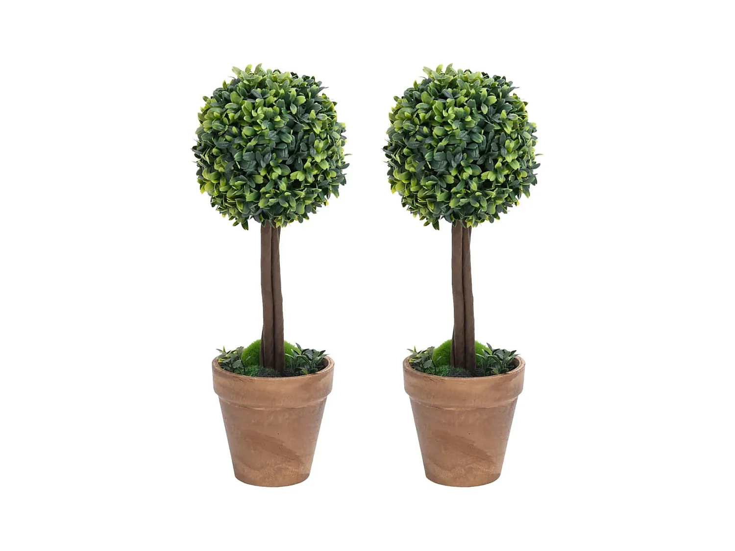 Plantas de Boj Artificiales 2 piezas con Macetas Bola Verde 56 cm