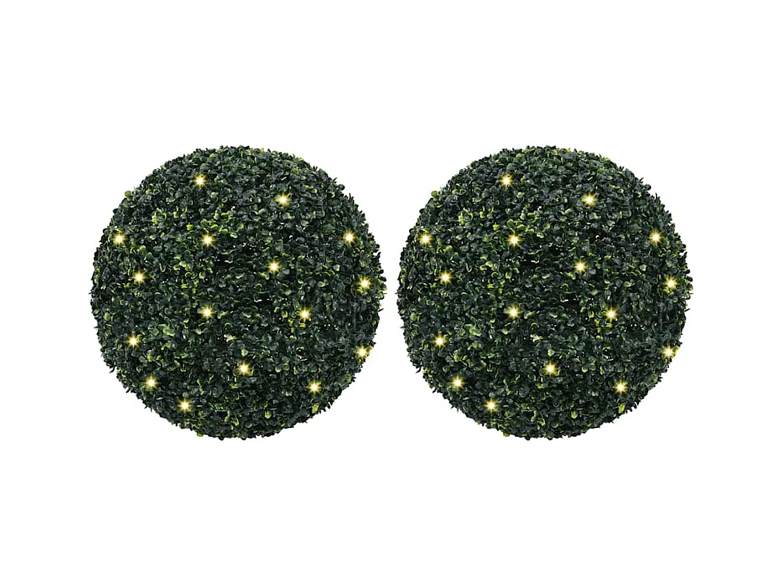 Boules de buis artificielles avec lumières LED 2 pcs vert 52 cm
