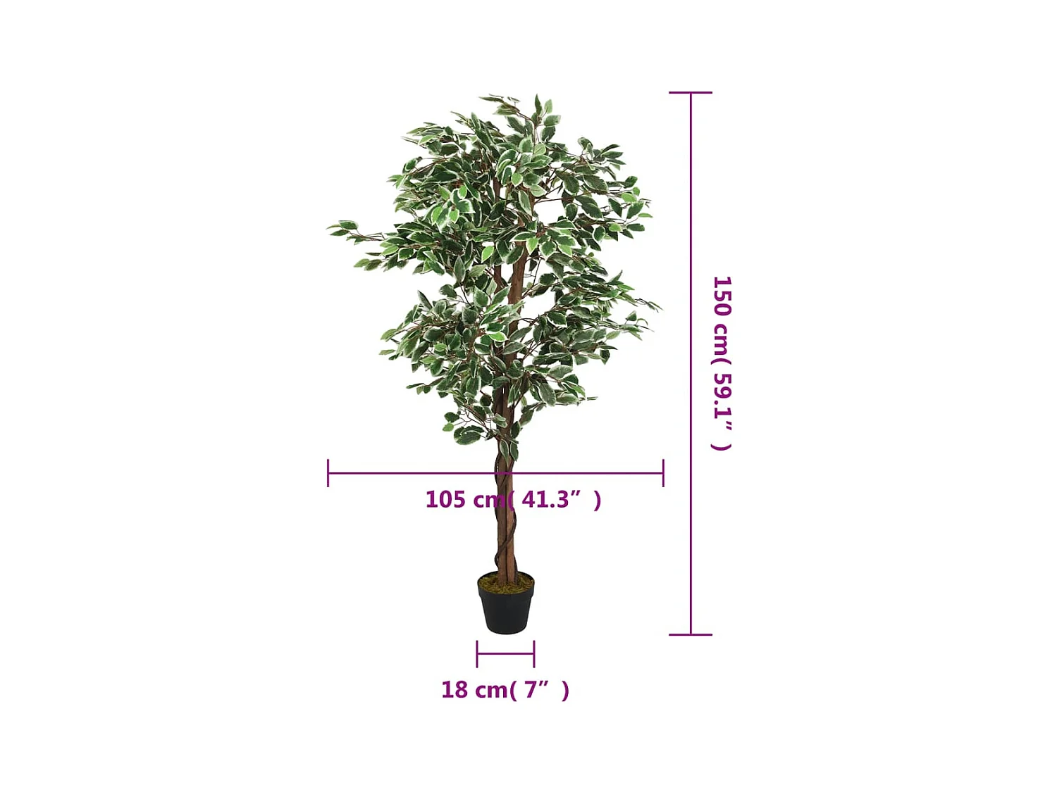 Ficus artificiel 756 feuilles 150 cm vert