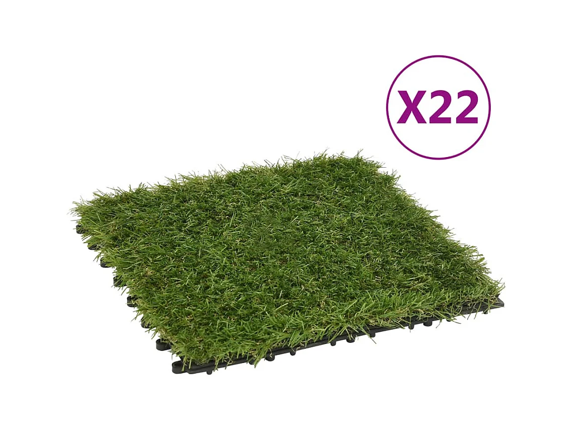 Carreaux de gazon artificiel 22 pcs Vert 30x30 cm
