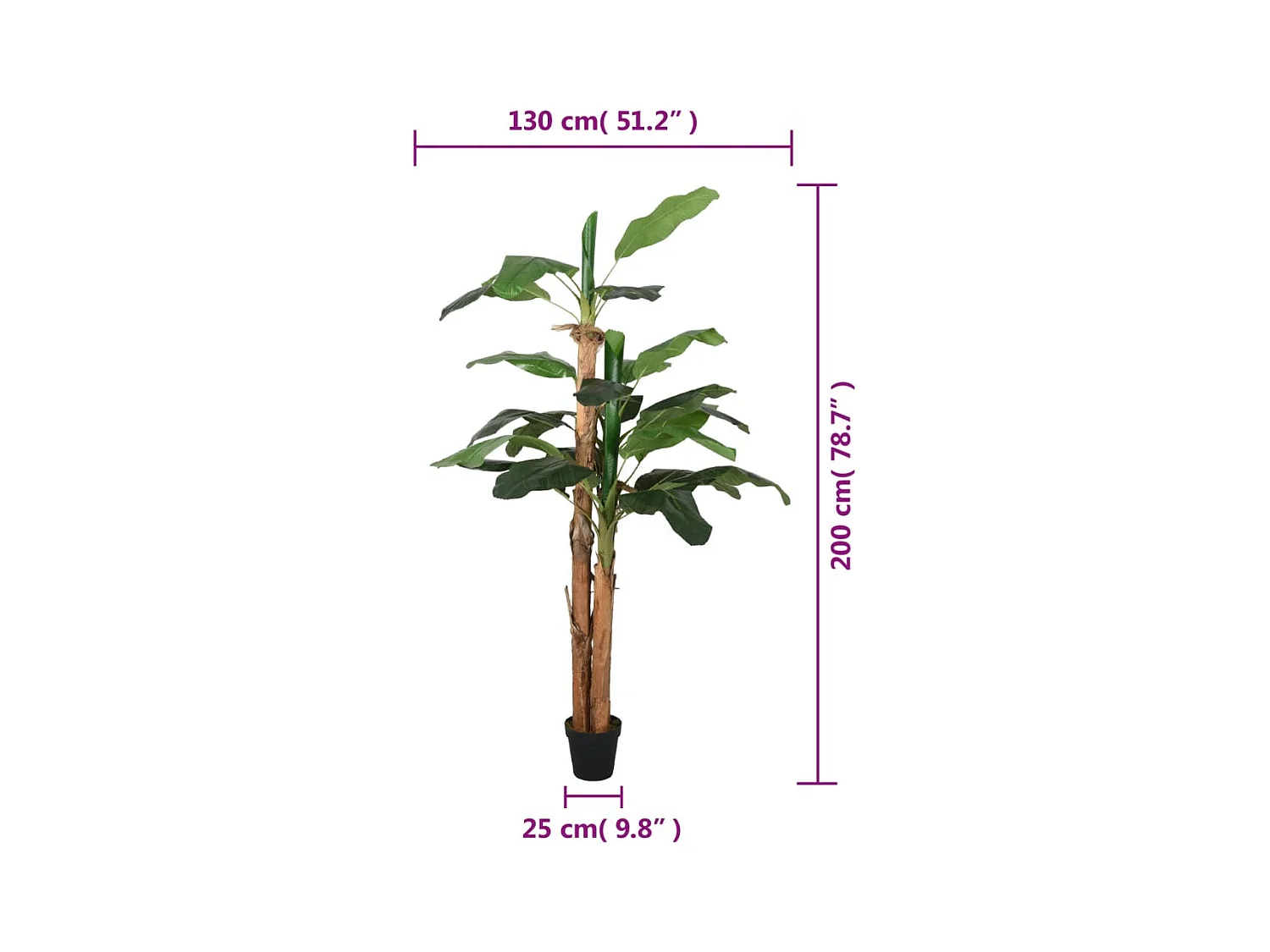 Banano artificiale 22 foglie 200 cm verde