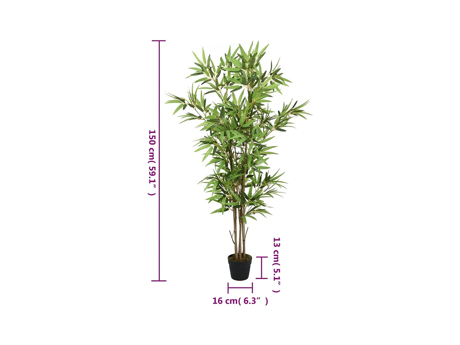 Bambú artificial 828 hojas 150 cm verde